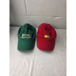 Masters‎ Augusta American Needle Caddy Golf Hat Cap Strapback Red Green lot of 2